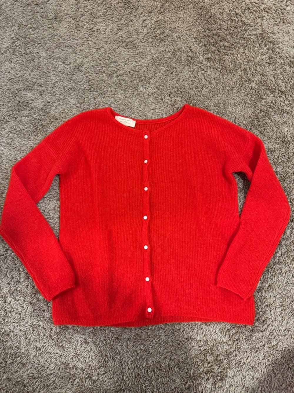 Sezane Bright Red Knit cardigan, XS, mother of pearl buttons